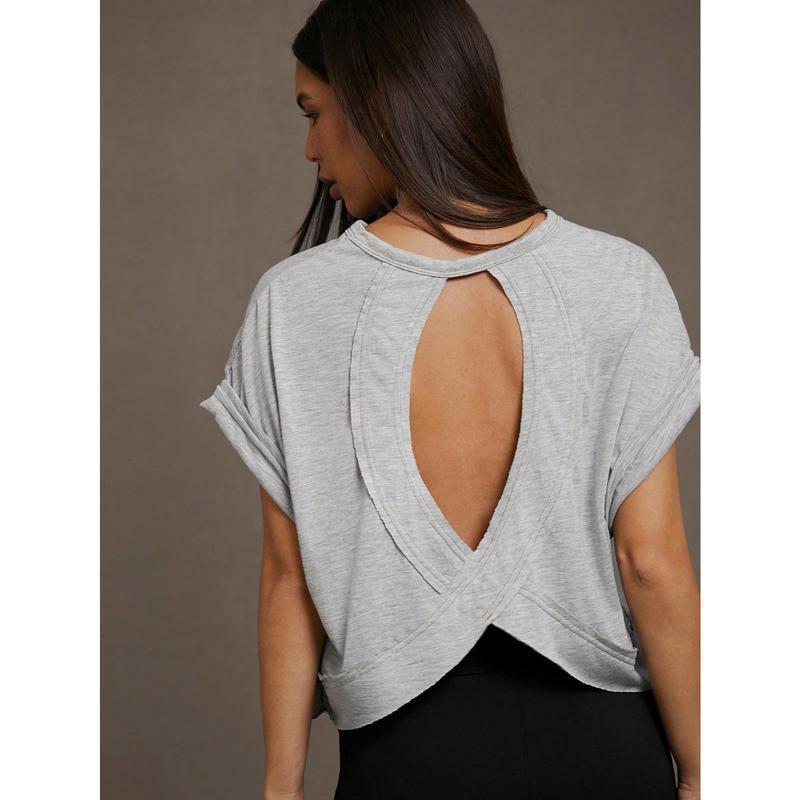 Women's Loose Open-Back Short-Sleeve T-Shirt