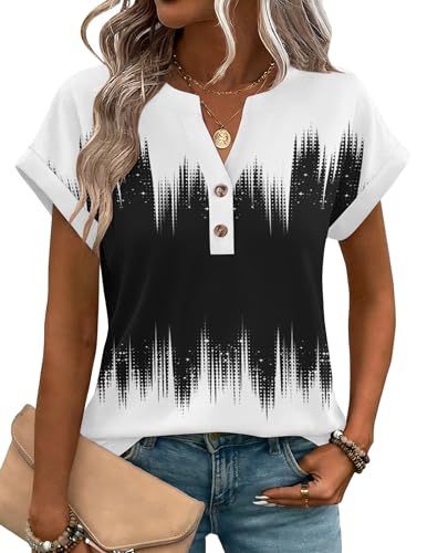 Women's Heart Floral Print V-Neck Short Sleeve T-Shirt
