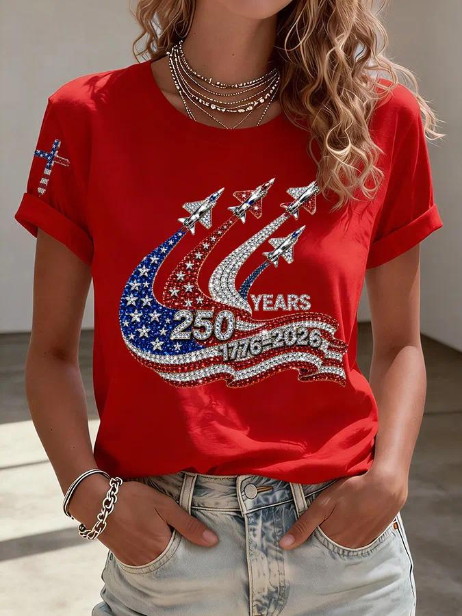 Women's Summer American Flag 3D Print Short Sleeve T-Shirt