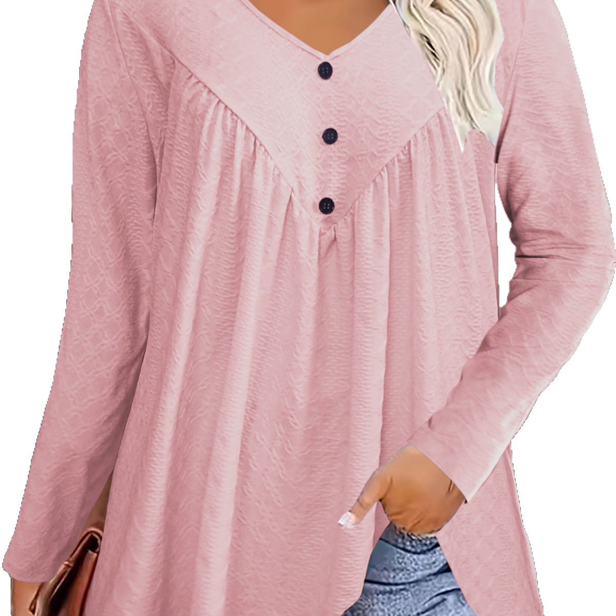 Women's V-Neck Long Sleeve T-Shirt Casual Fall Top