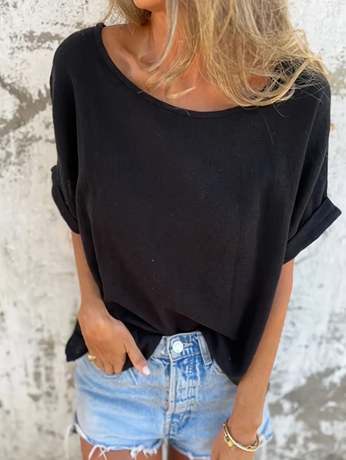 Solid Crewneck Short-Sleeve T-Shirt