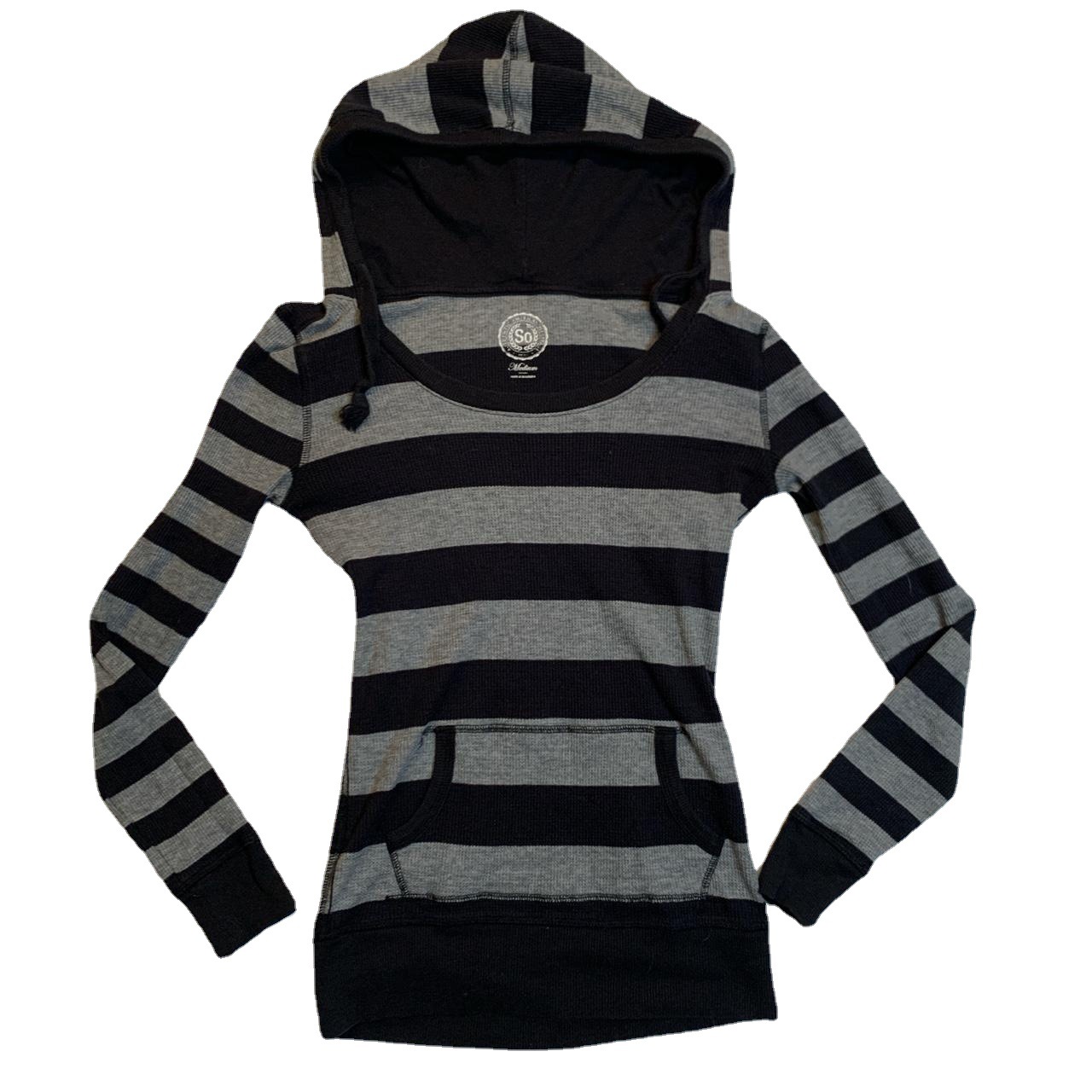 Women's Color-Block Striped Long-Sleeve Hooded Pullover Top