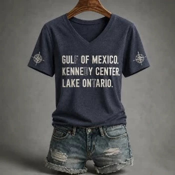 Women's Star Letter Print Short Sleeve V-Neck Top