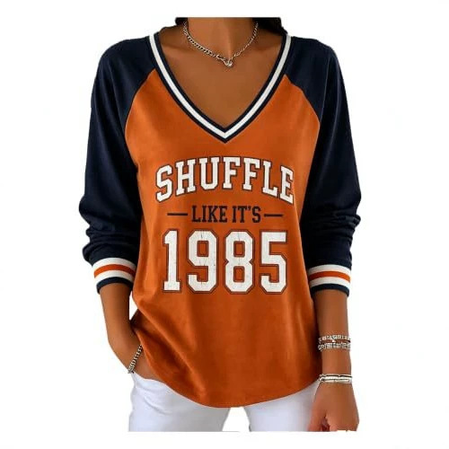 Graphic V-Neck Long Sleeve T-Shirt for Women