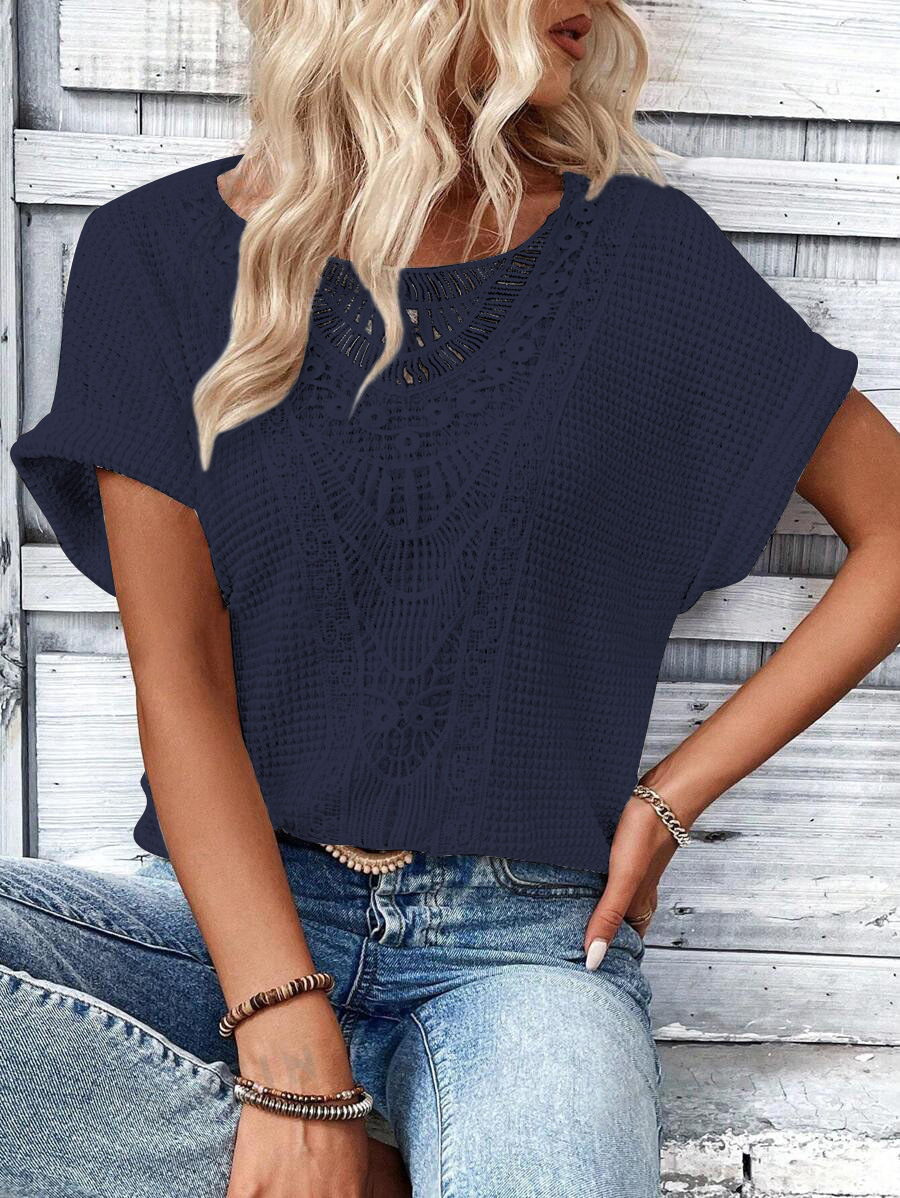 Lace-Trimmed Short-Sleeve T-Shirt