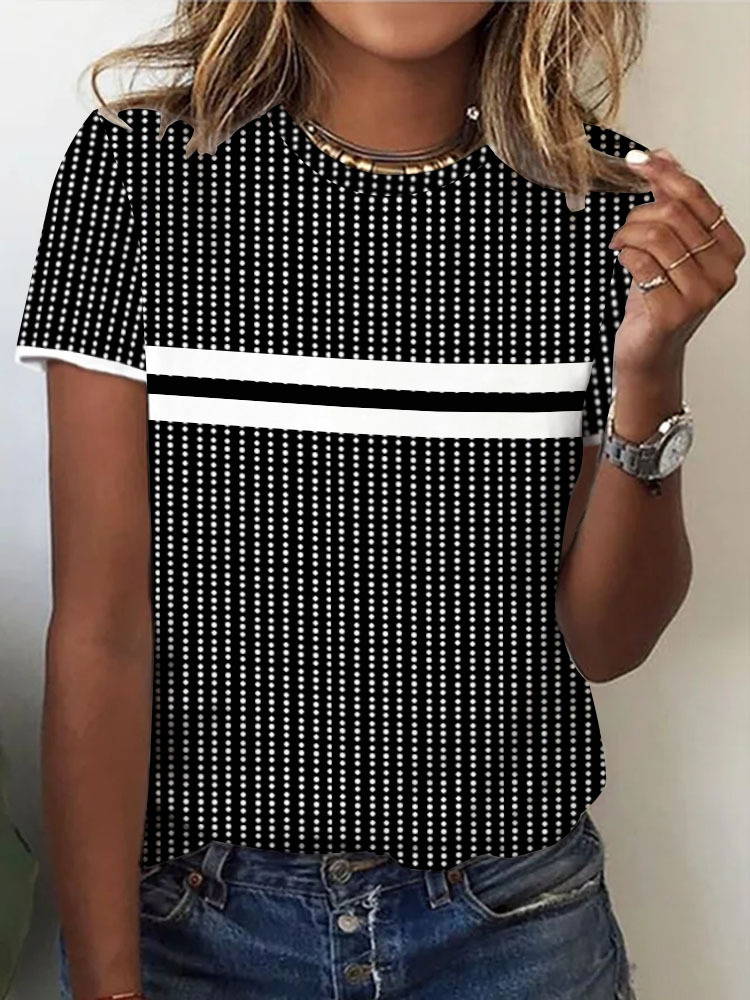Women's Casual Crewneck Short Sleeve Graphic Print T-Shirt