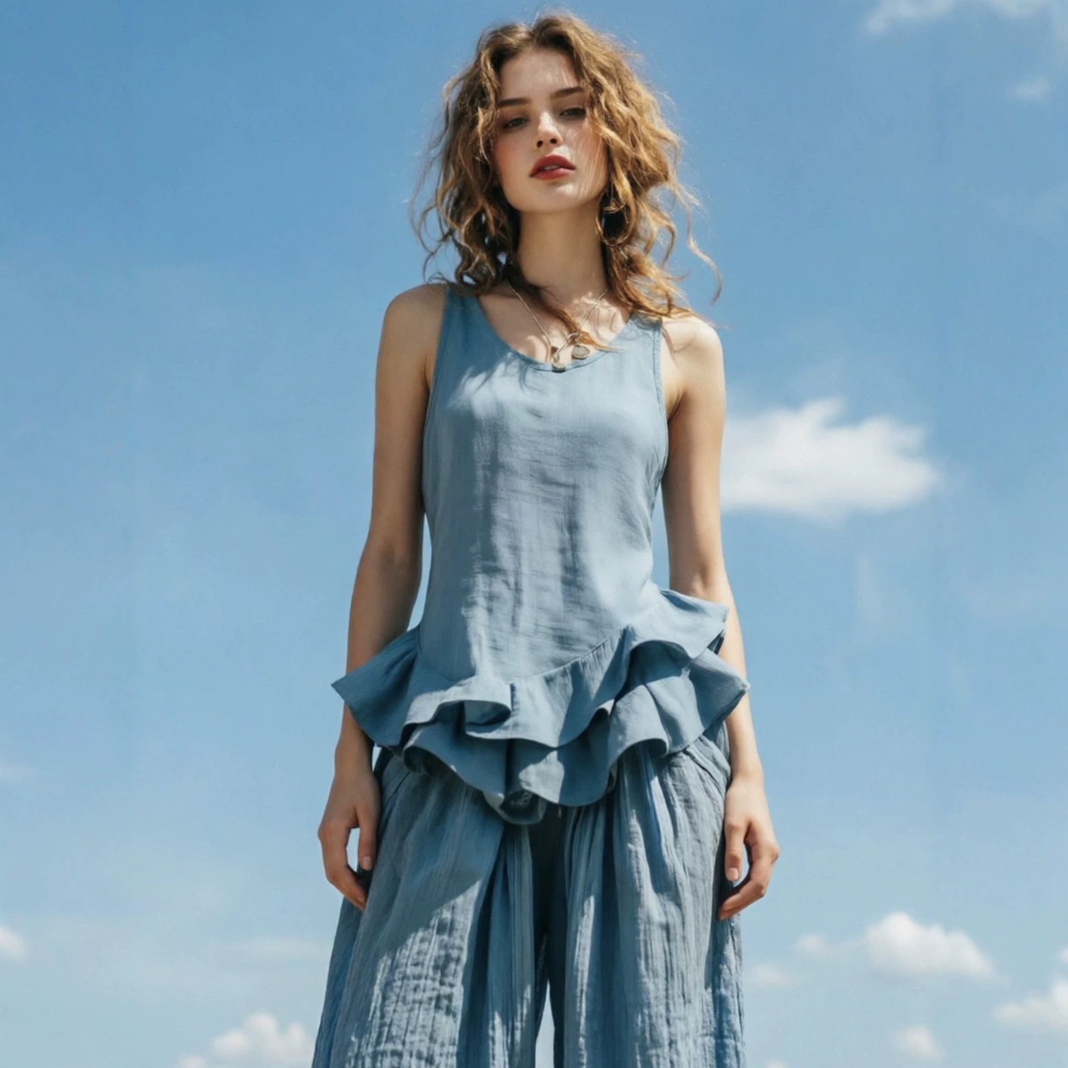Ruffle Sleeveless Top