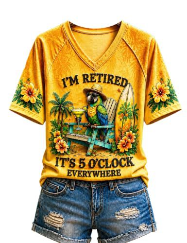 Women's Vacation Print Short Sleeve V-Neck Top