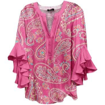 Women's Vintage Floral Print Half-Sleeve Top