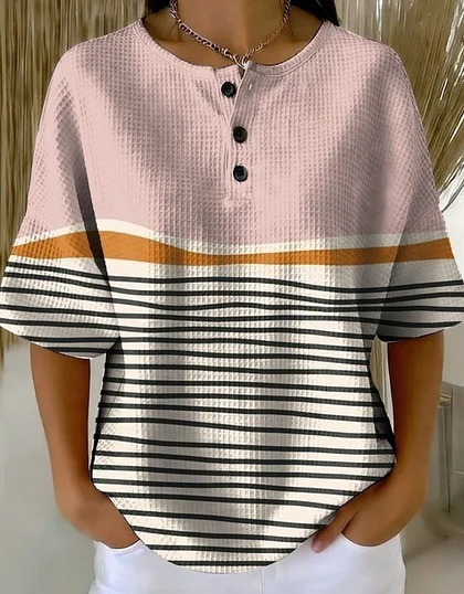 Summer Plaid Floral Print Short Sleeve Button-Up Top