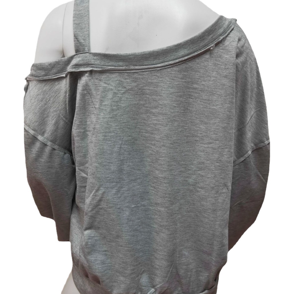 Women's One-Shoulder Heart Print Long-Sleeve Loose Top