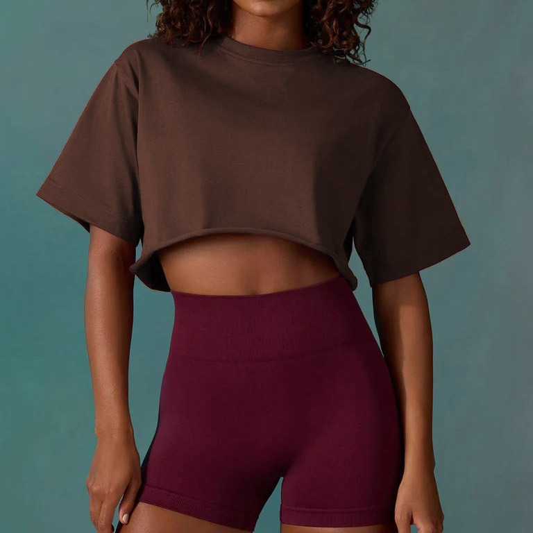 Women's Loose Fit Short Sleeve Athletic T-Shirt Crew Neck Solid Color