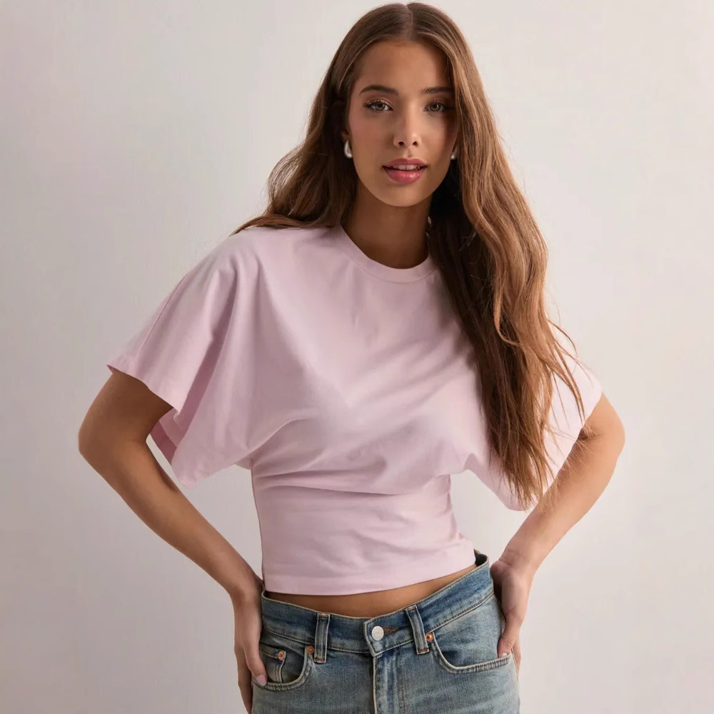 Women's Crewneck Short Sleeve T-Shirt Solid Color Loose Fit