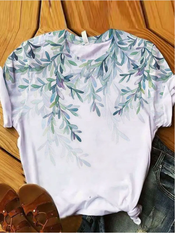 Women's Loose Fit Graphic Print Short Sleeve Crew Neck T-Shirt