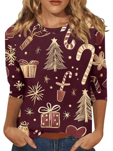 Christmas Tree Bow Print Women's Half-Sleeve T-Shirt
