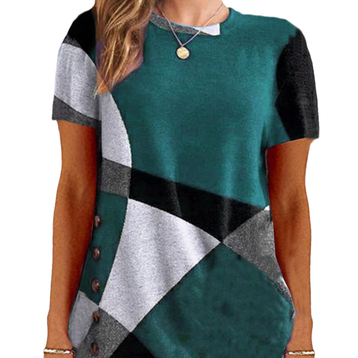 Women's Colorblock Print Short-Sleeve T-Shirt