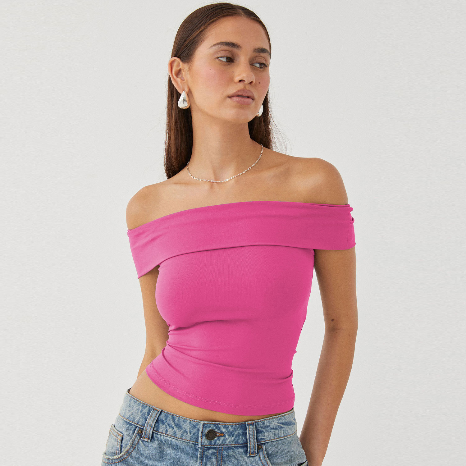Women's Off-Shoulder Tube Top Short Sleeve Slim Fit Sexy T-Shirt