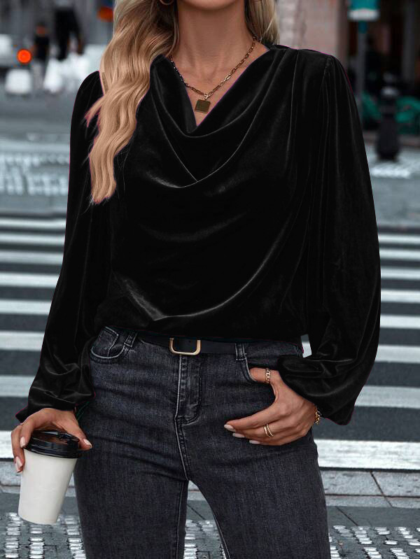 Women's Long Sleeve Cowl Neck Top