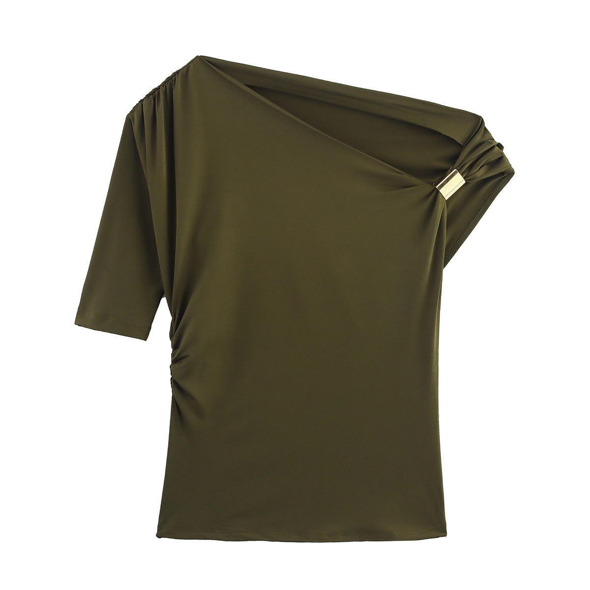 Women's Ruched One-Shoulder Slim Top 9 Colors