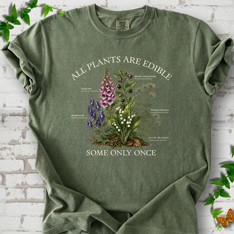 Retro Poisonous Plant Graphic Print Short Sleeve Tee for Women