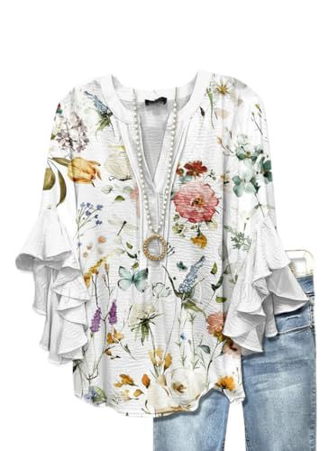 Women's Vintage Floral Print Half-Sleeve Top