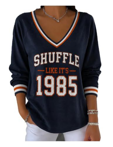 Graphic V-Neck Long Sleeve T-Shirt for Women