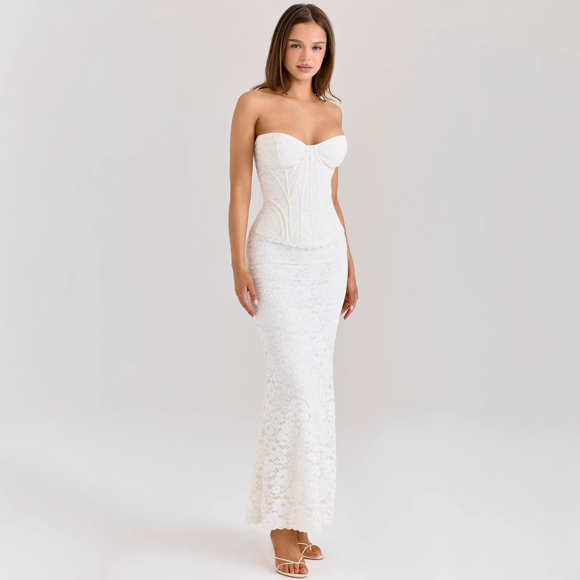 Lace Corset Bodycon Backless Tie Evening Dress