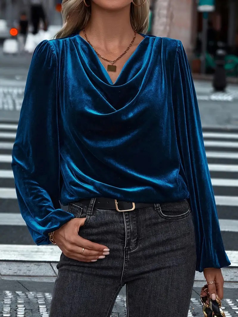 Women's Long Sleeve Cowl Neck Top
