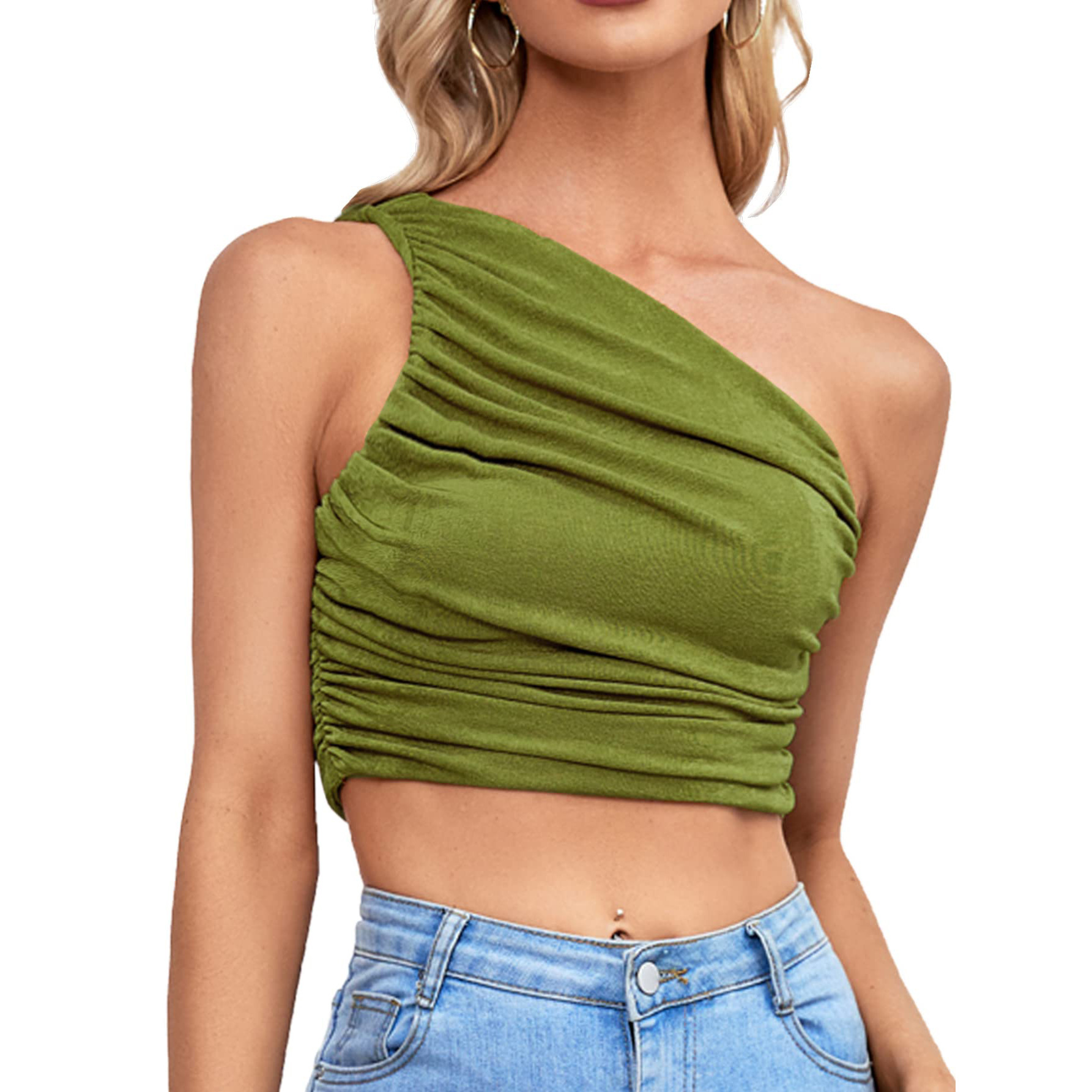 Women's Slim Fit One-Shoulder Asymmetric Neck T-Shirt