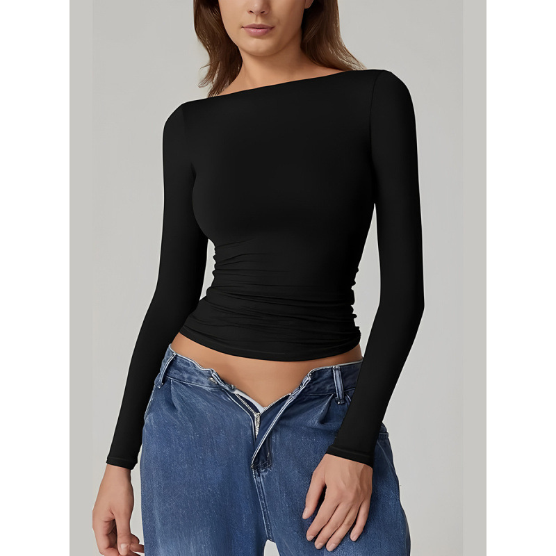 Women's Slim Fit Off-Shoulder Backless Long Sleeve Top