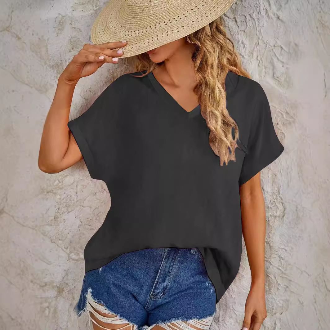 Women's Loose Casual Floral Print Cotton Linen Short Sleeve T-Shirt