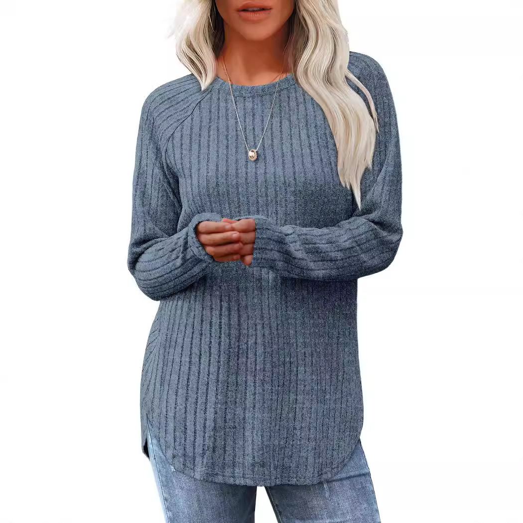 Women's Loose Crewneck High-Low Hem Top