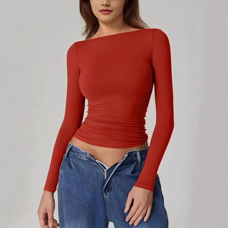 Sexy Open Back Long Sleeve Fitted Top