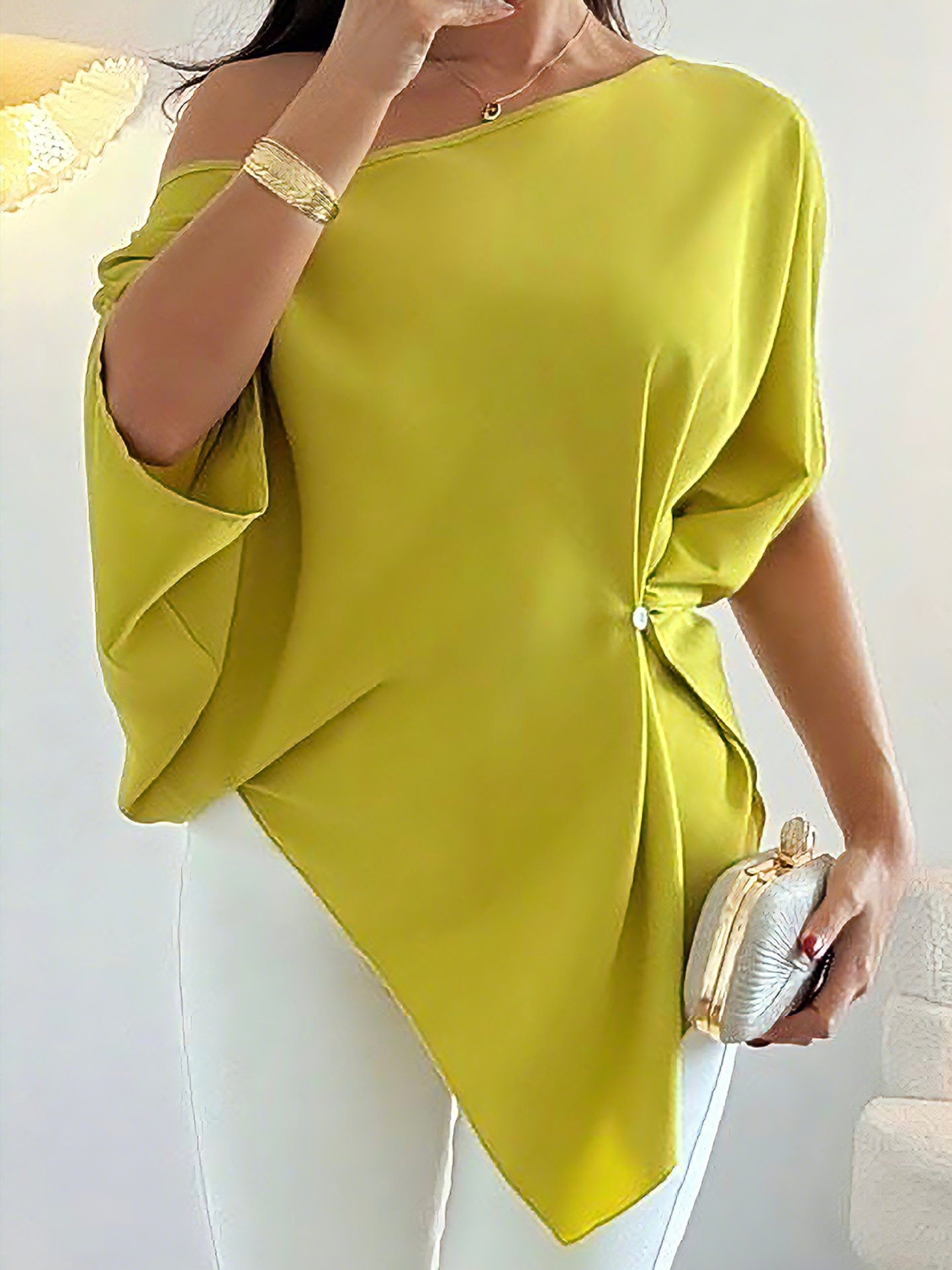 Women's Casual Button-Front Short Sleeve Top