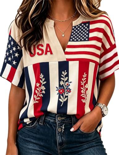 Women's V-Neck Half-Sleeve T-Shirt with 3D Print