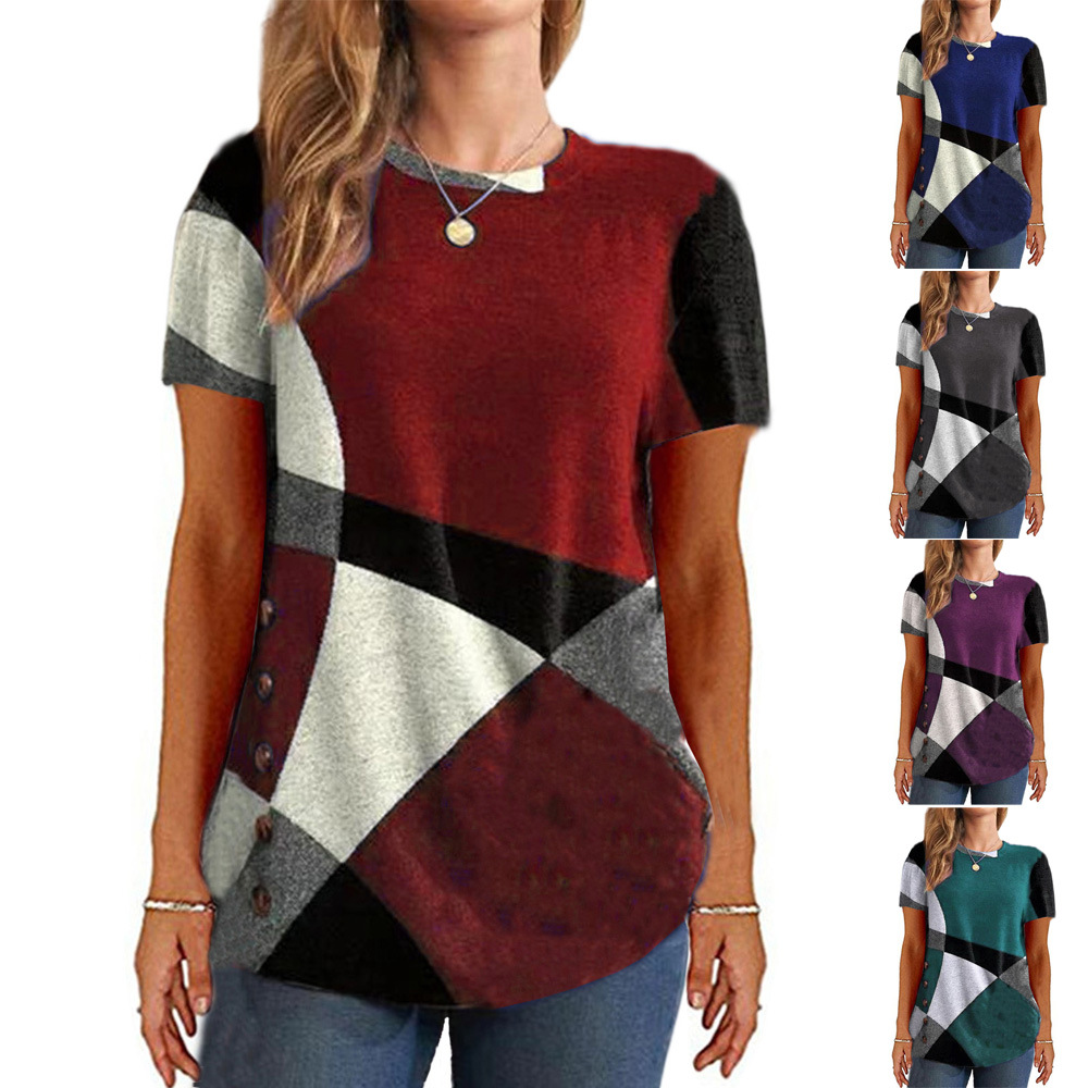Women's Colorblock Print Short-Sleeve T-Shirt