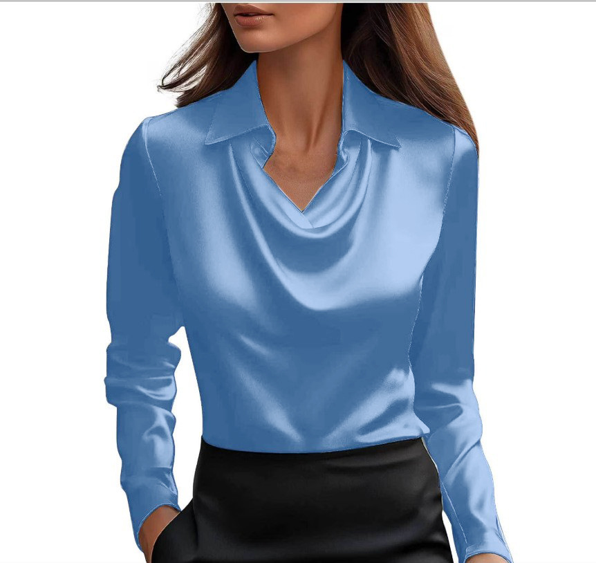 Elegant Printed Draped Collar Blouse for Women