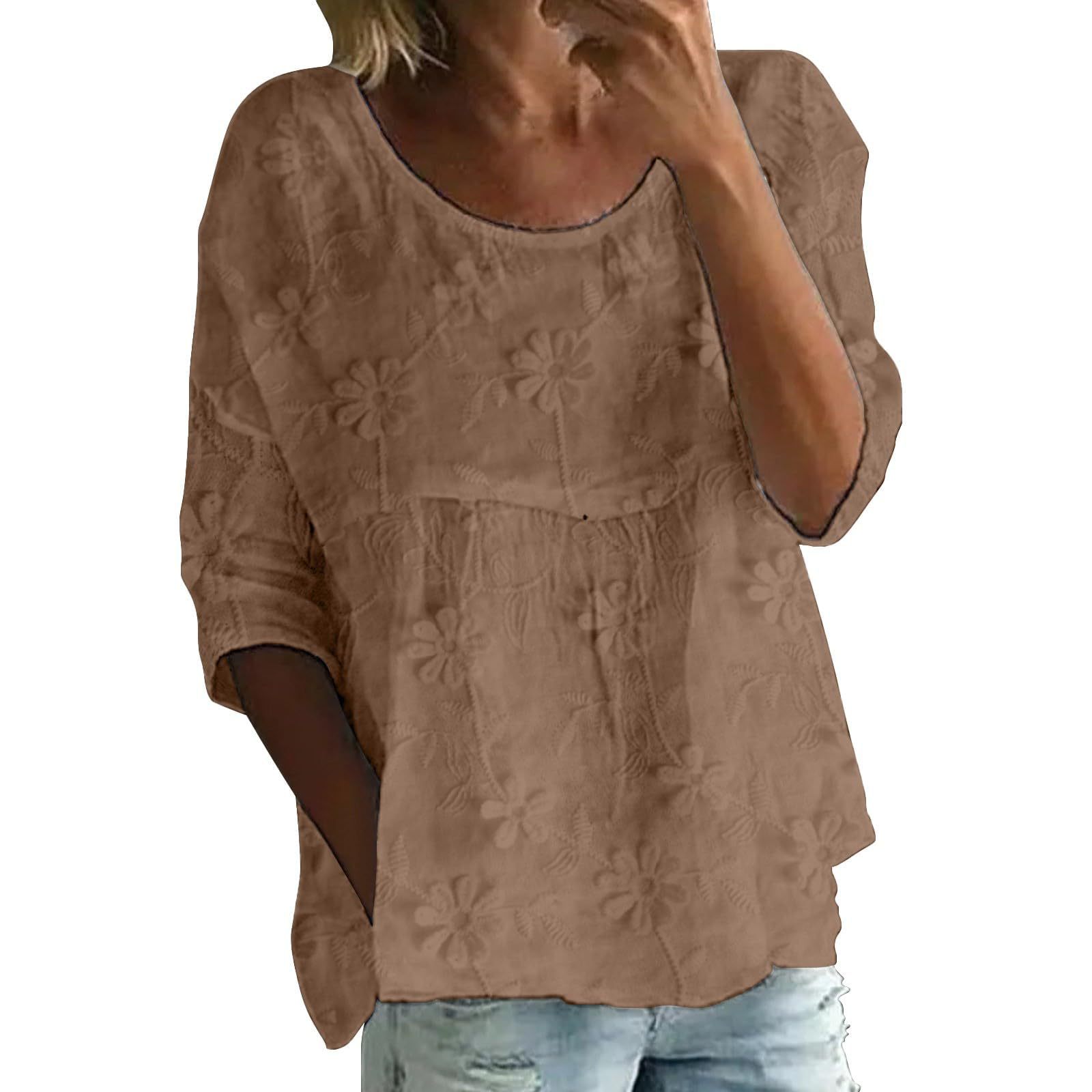 Summer Solid Print Round Neck Half-Sleeve Top