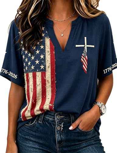 Women's V-Neck Half-Sleeve T-Shirt with 3D Print