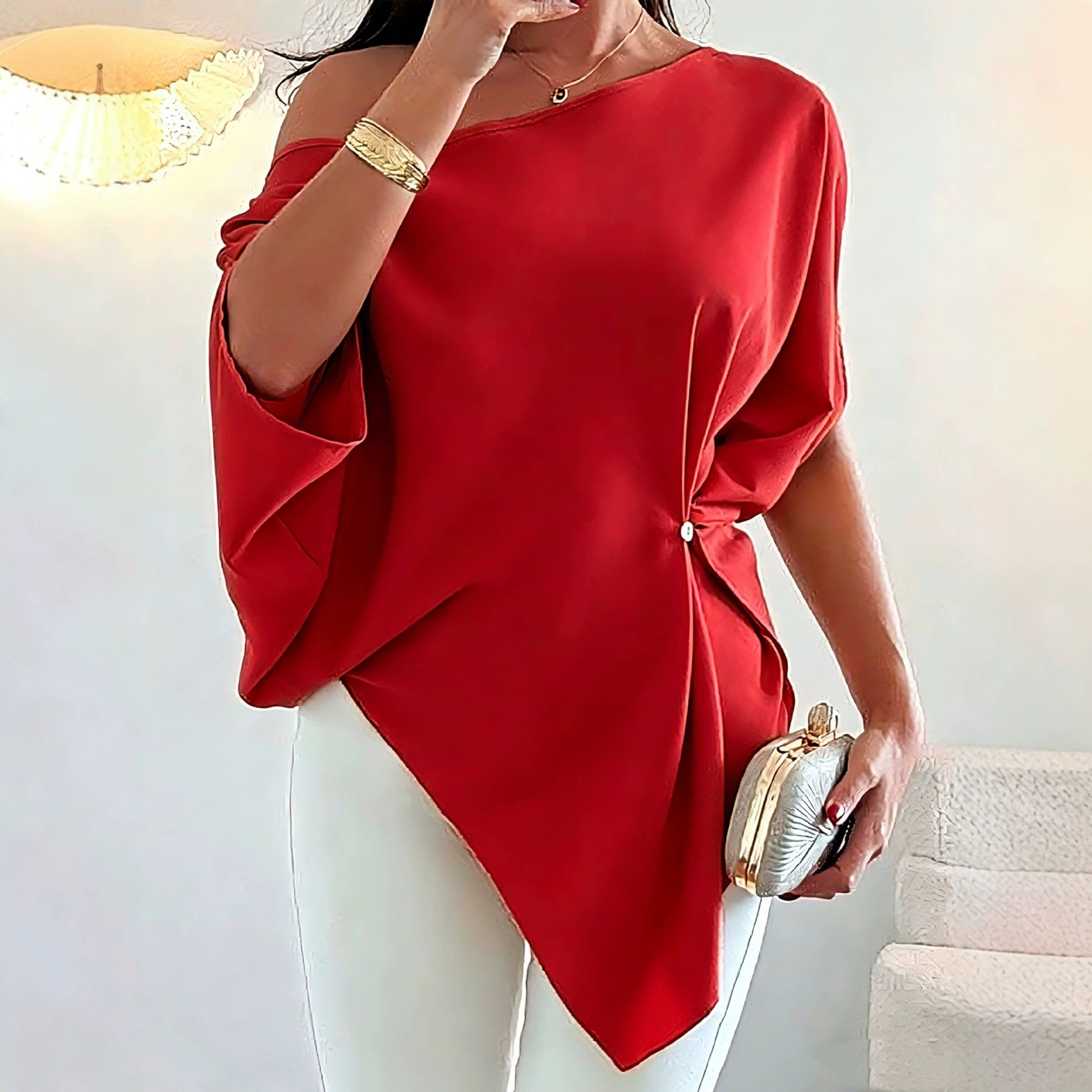 Women's Casual Button-Front Short Sleeve Top