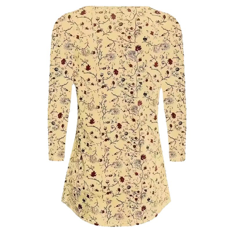 Women's Floral Print Long Sleeve Crewneck T-Shirt