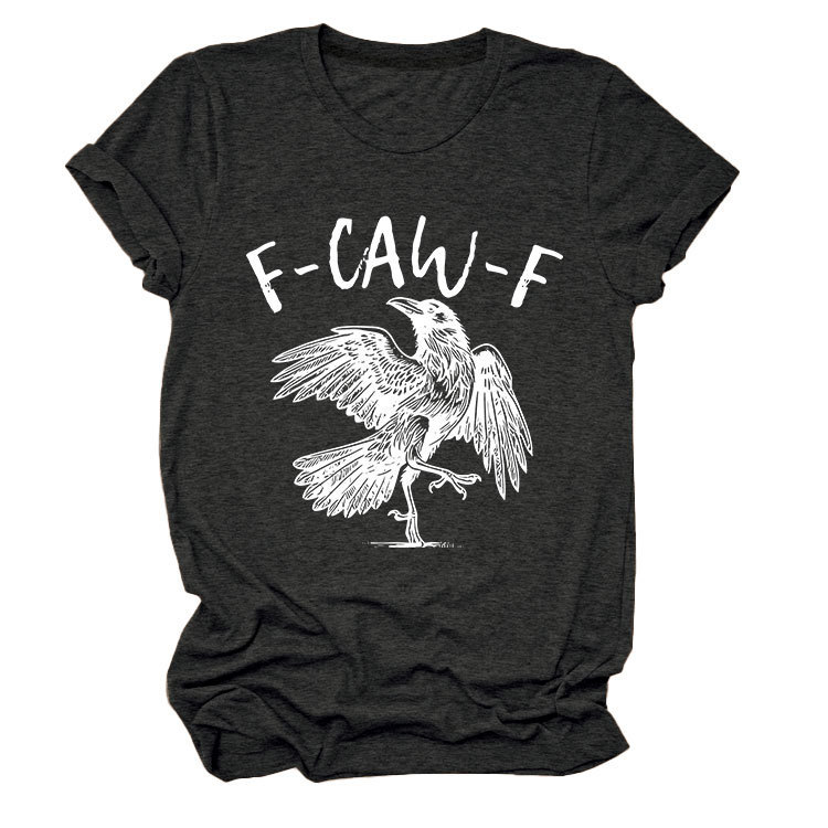 Bird & Crow Print Crewneck Short Sleeve Top