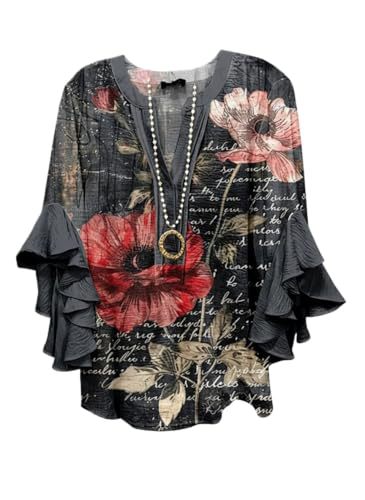 Women's Vintage Floral Print Half-Sleeve Top