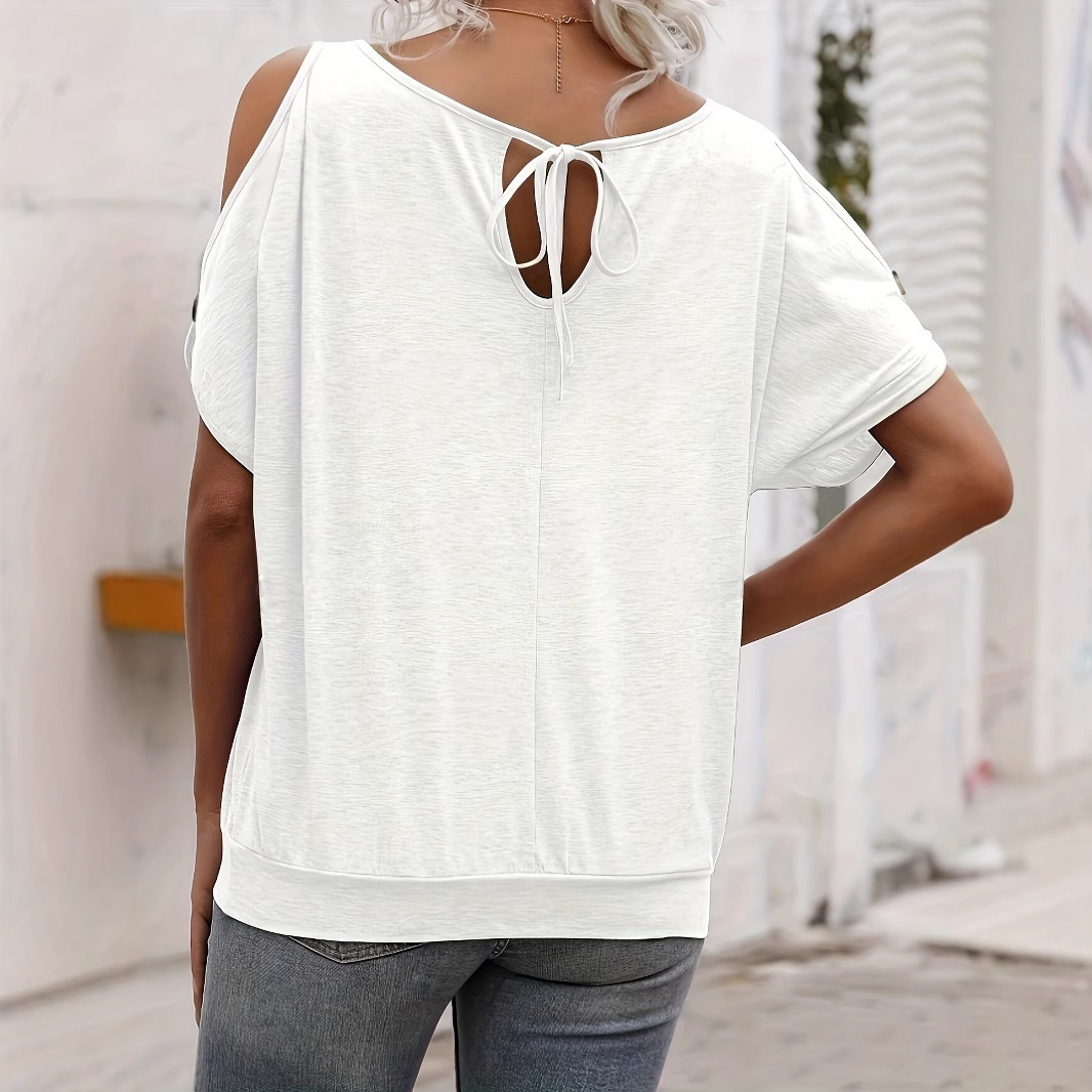 Women's Summer Cutout Shoulder Short Sleeve T-Shirt