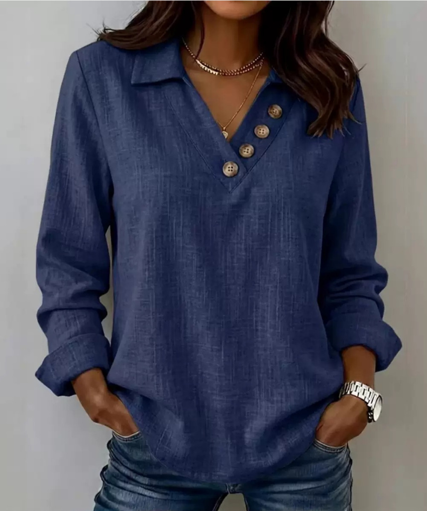 Women's Casual V-Neck Long-Sleeve T-Shirt