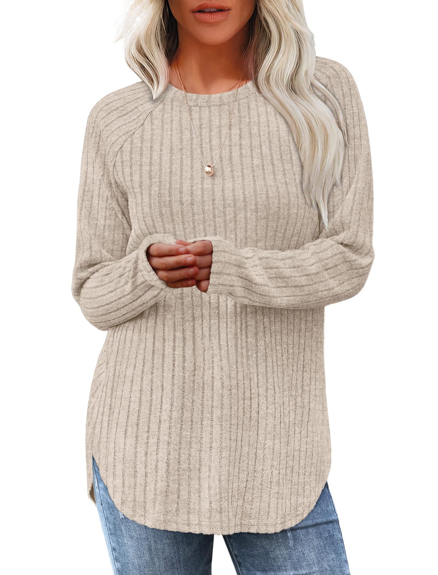 Women's Loose Crewneck High-Low Hem Top