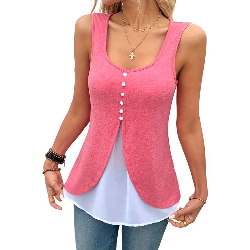 Women's Lightweight Crewneck Long Sleeve Top with Button Front