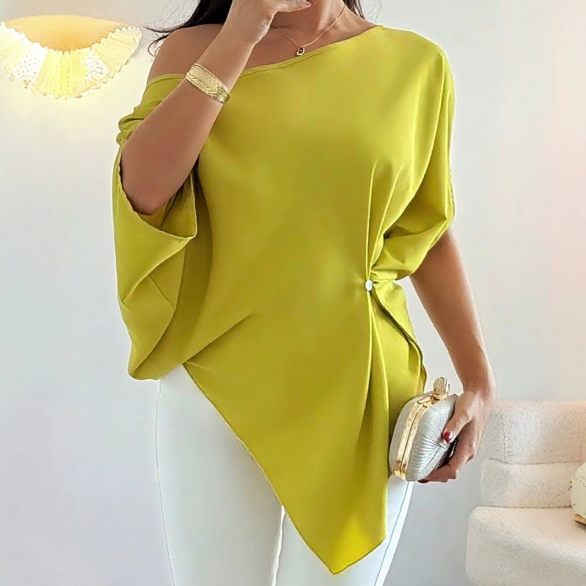 Women's Casual Button-Front Short Sleeve Top