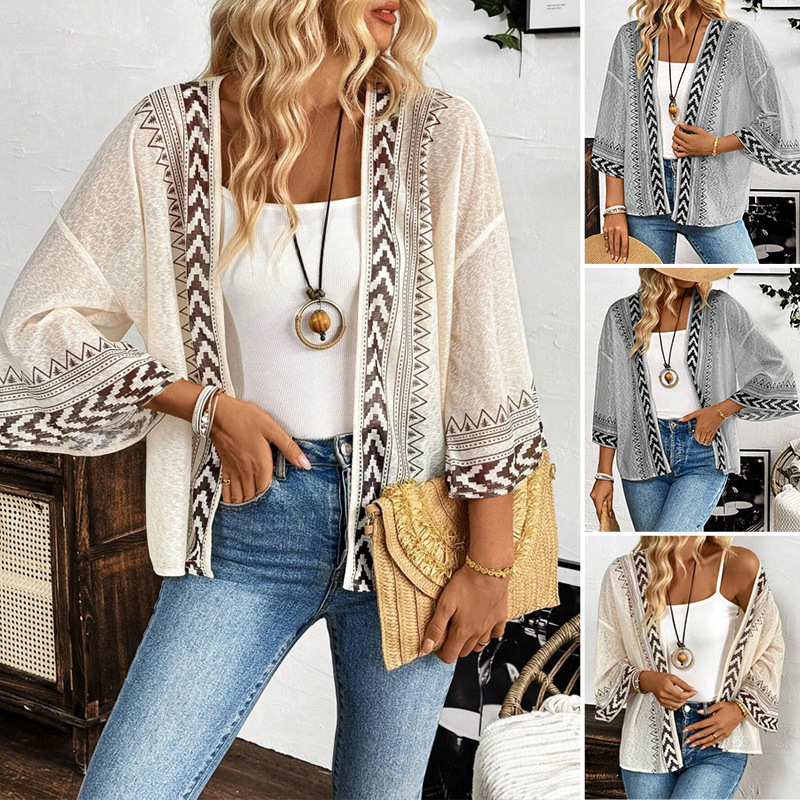 Elegant Flare-Sleeve Cardigan Knit Top