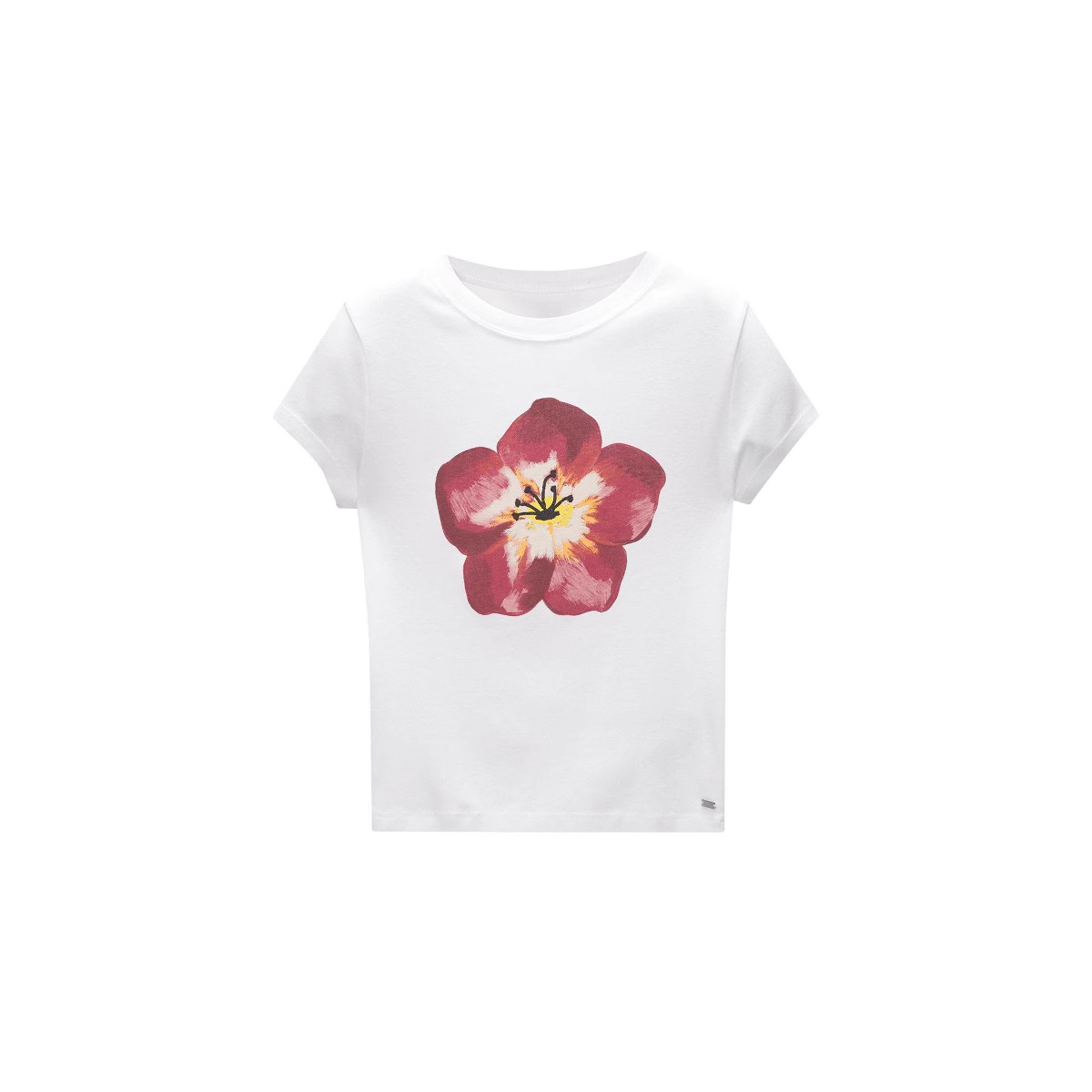 Floral Print Short-Sleeve T-Shirt, Casual Crew Neck Top